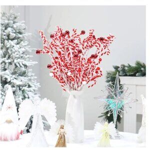 12PCS Christmas Tree Decoration Red/White Christmas Decor Picks NEW